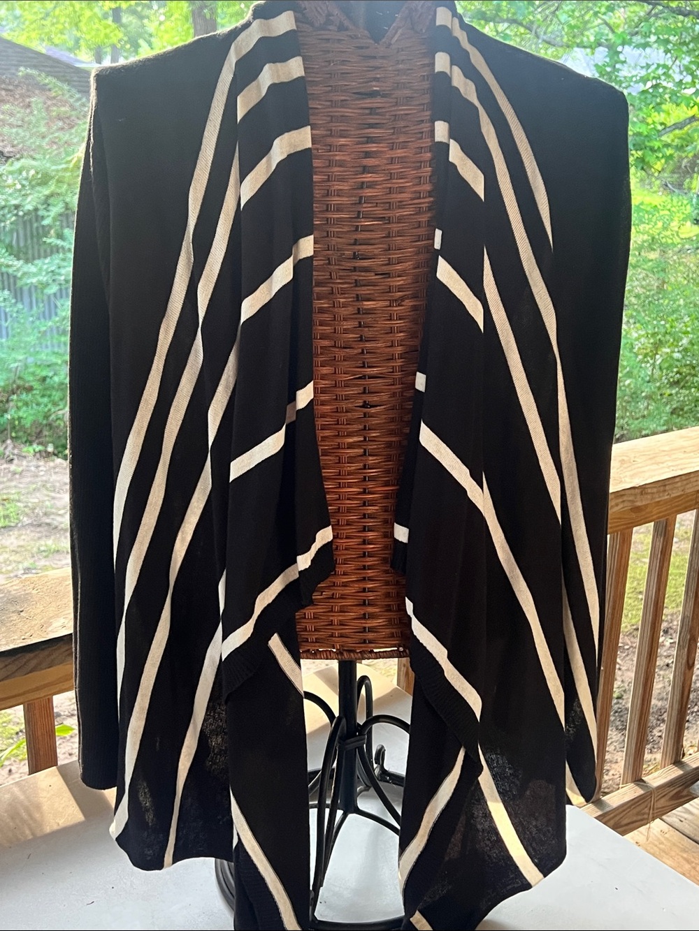RXB Black and White Striped Open Front Cardigan Shrug